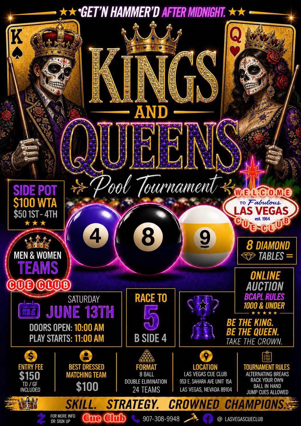 Kings and Queens Pool Tournament flyer