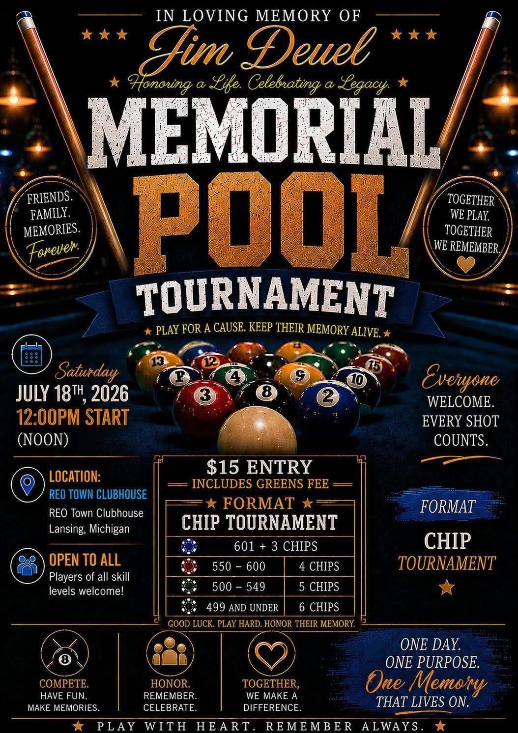 Memorial Pool Tournament flyer