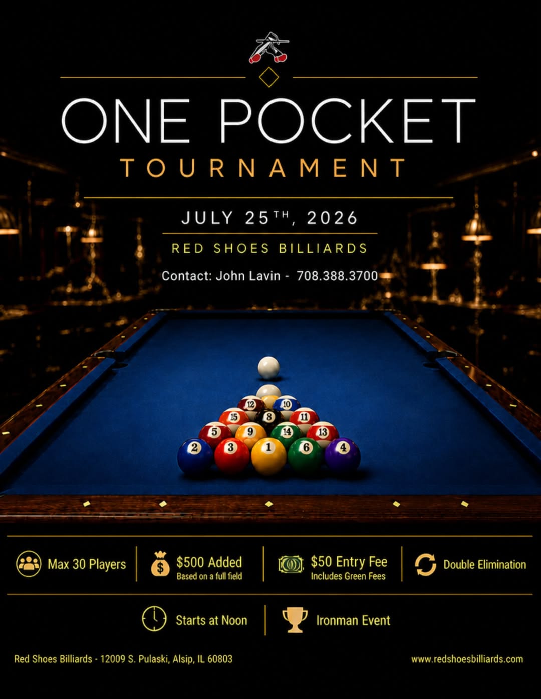 One Pocket Tournament flyer