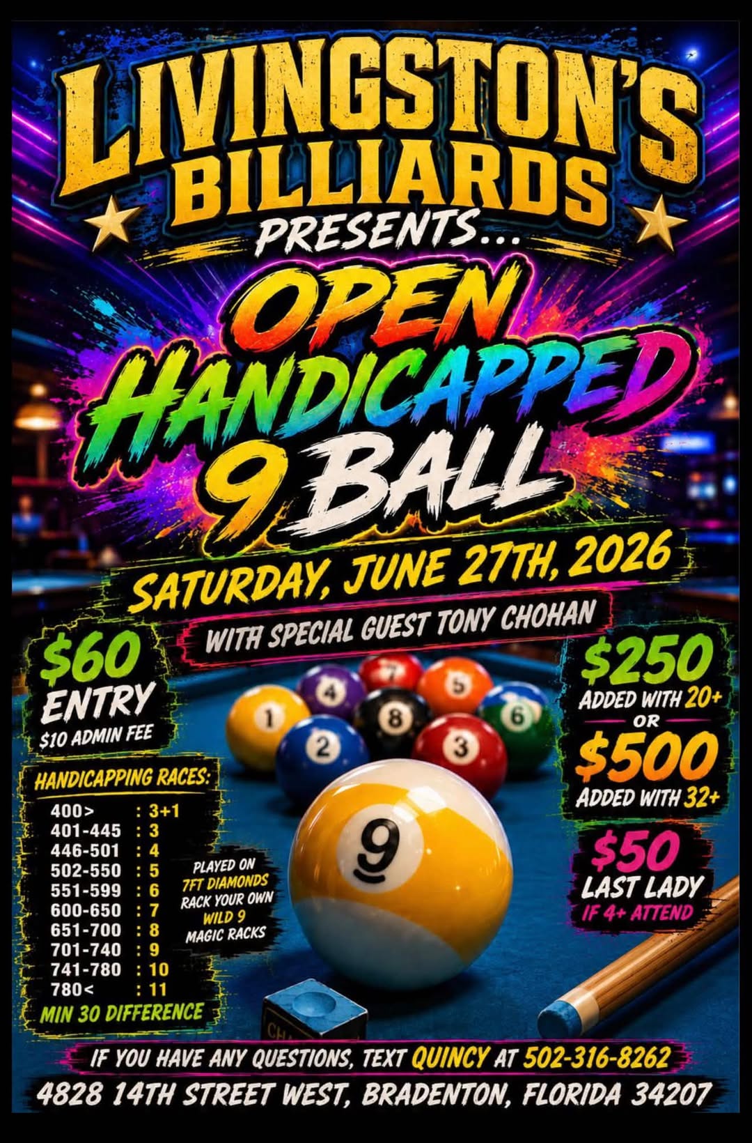 Open Handicapped 9 Ball flyer