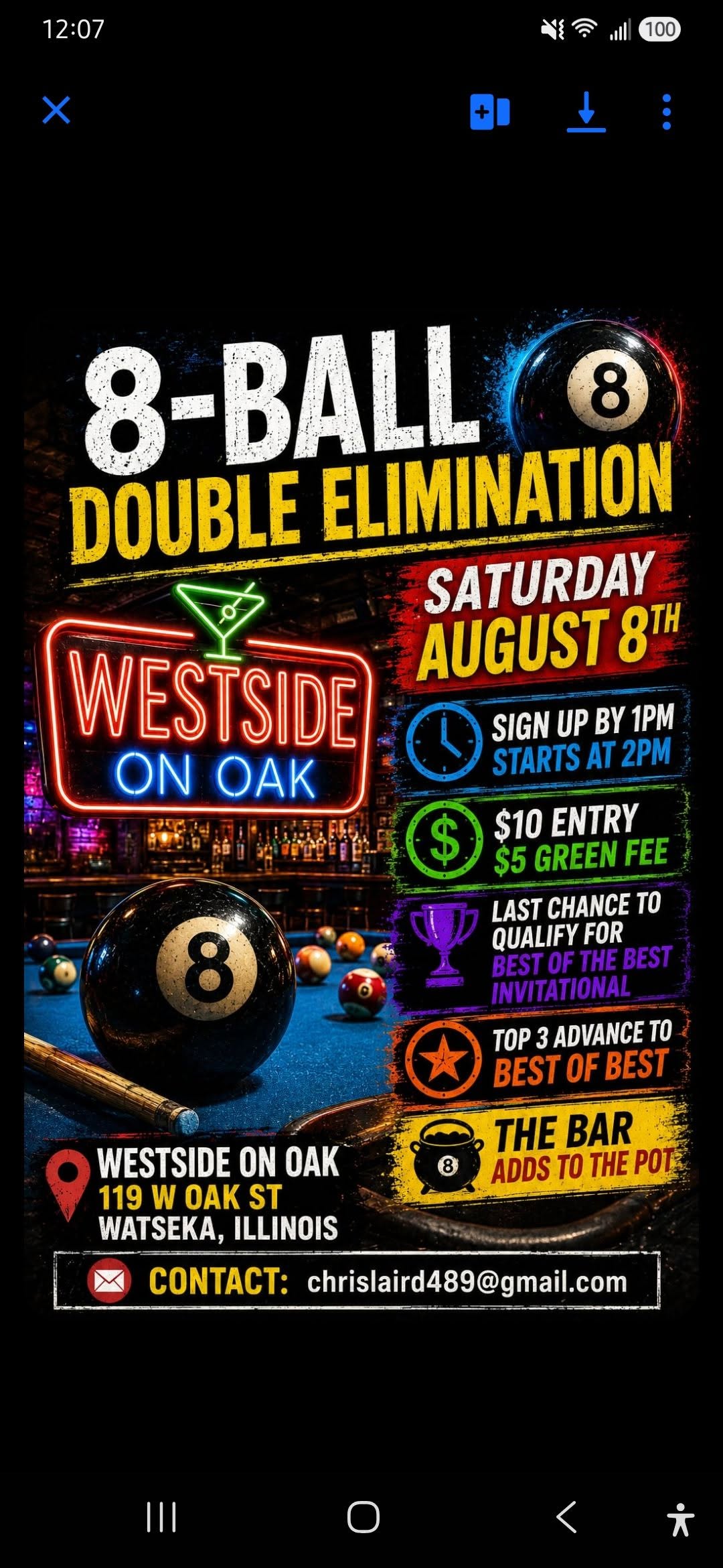 8-Ball Double Elimination flyer