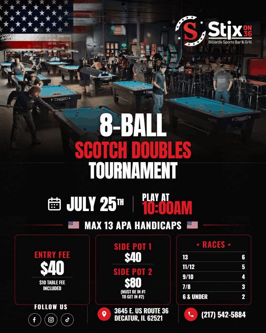 8-Ball Scotch Doubles Tournament flyer