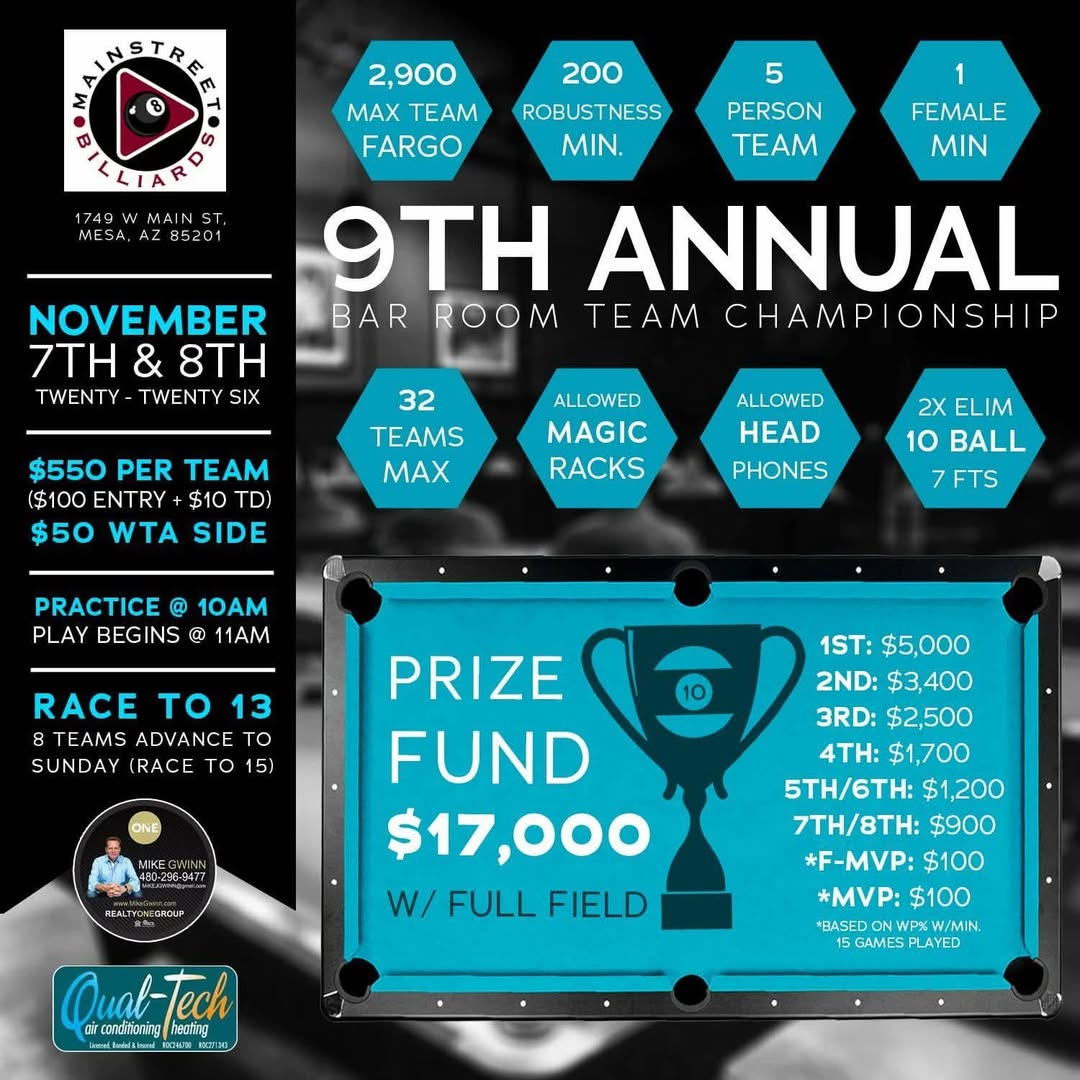 9th Annual Bar Room Team Championship flyer