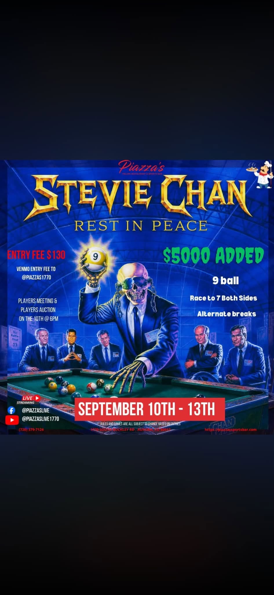 Stevie Chan Rest In Peace flyer