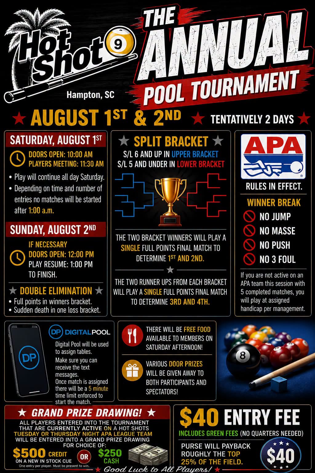 The Annual Pool Tournament flyer