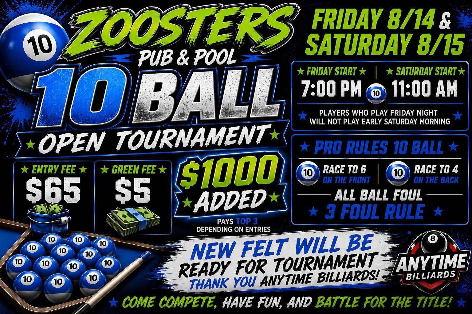 10 Ball Open Tournament tournament flyer