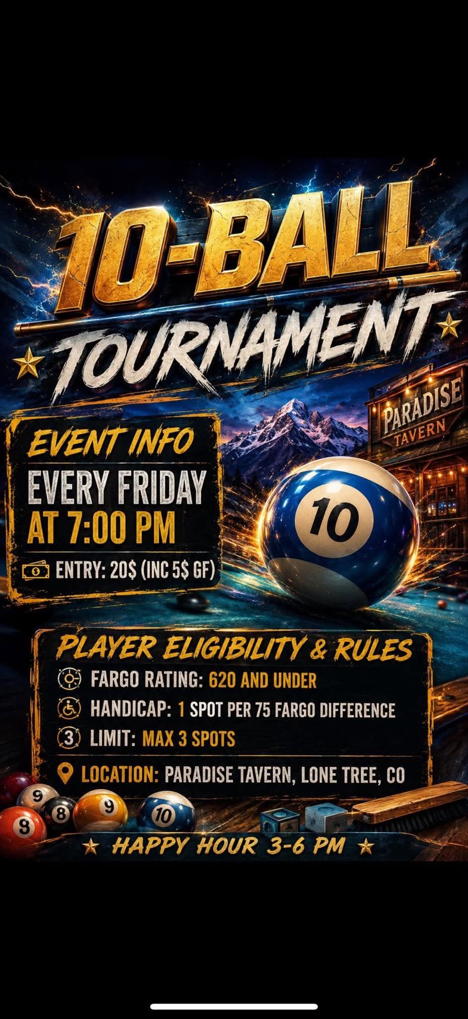 10-Ball Tournament flyer