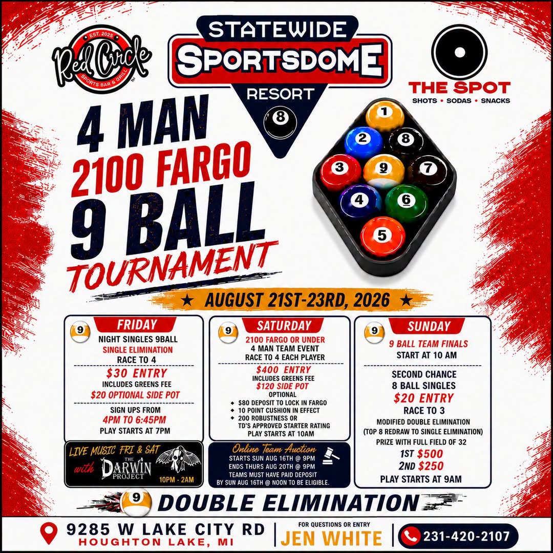4 Man 2100 Fargo 9 Ball Tournament tournament flyer