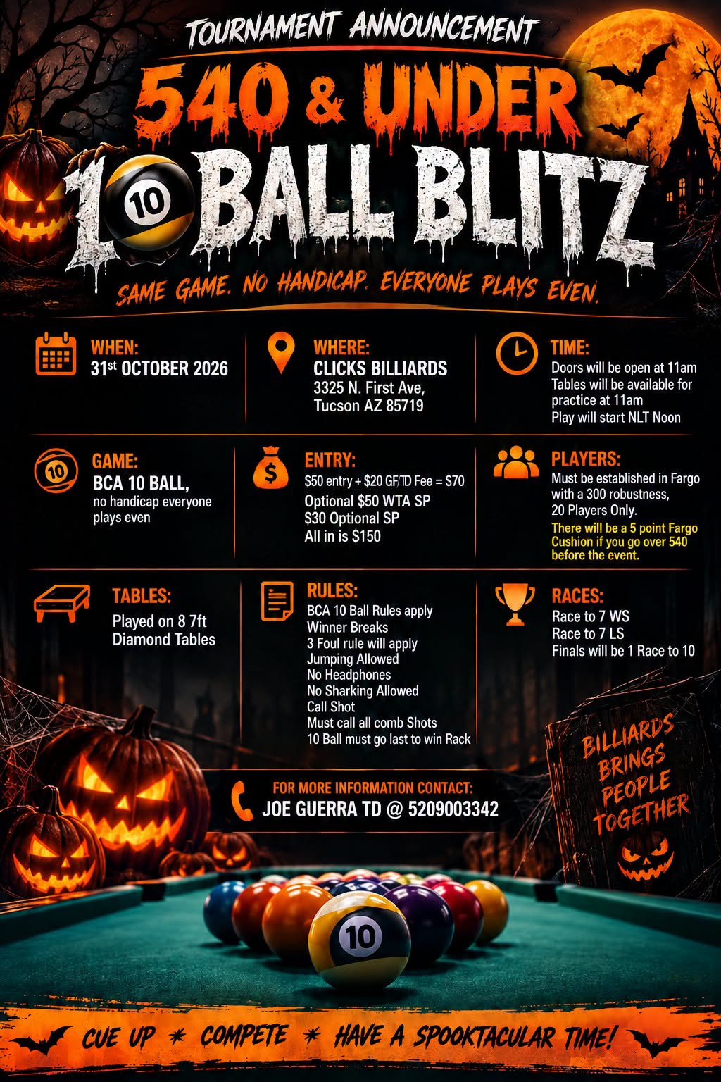 540 & Under 10 Ball Blitz flyer