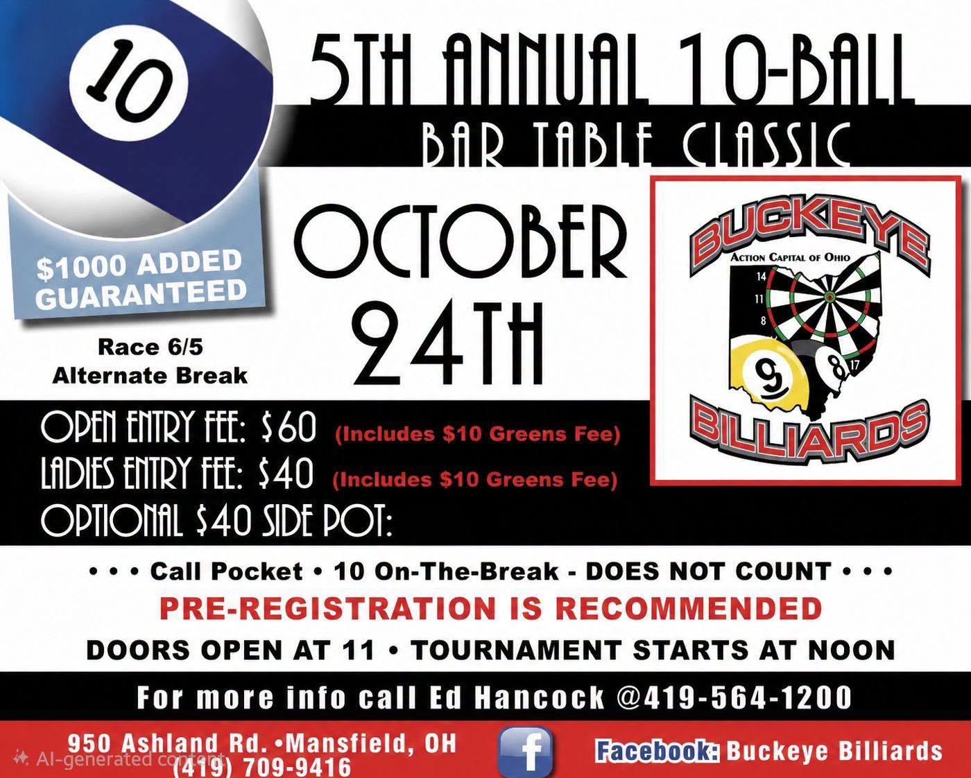 5th Annual 10-Ball Bar Table Classic flyer