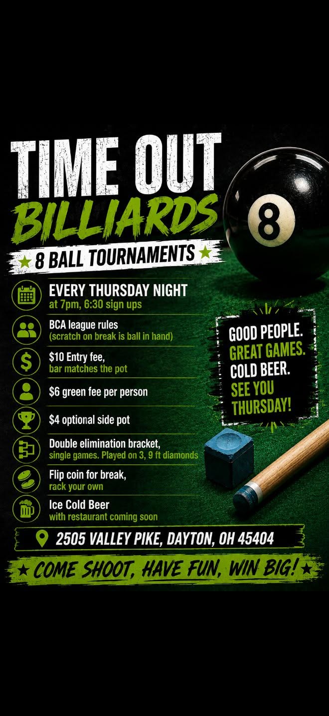 8 Ball Tournaments flyer