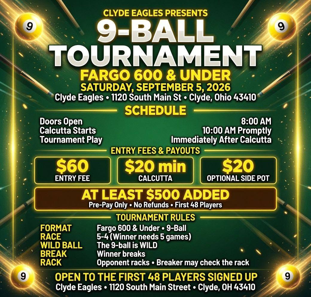 9-Ball Tournament tournament flyer