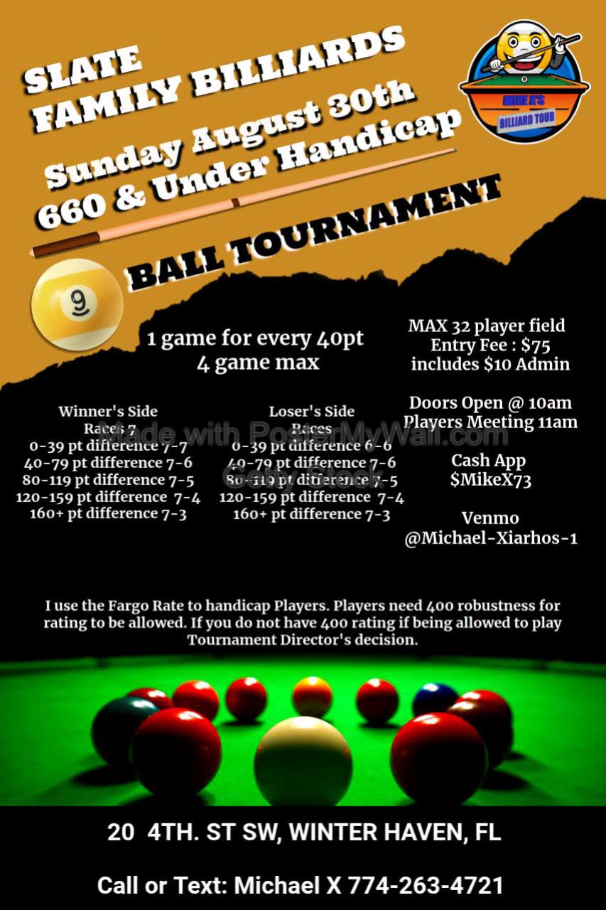 9 Ball Tournament flyer