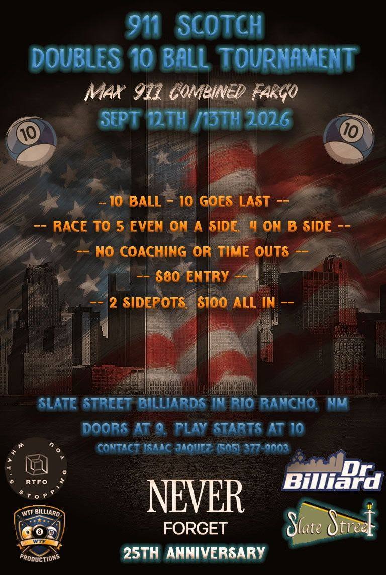 911 Scotch Doubles 10 Ball Tournament flyer