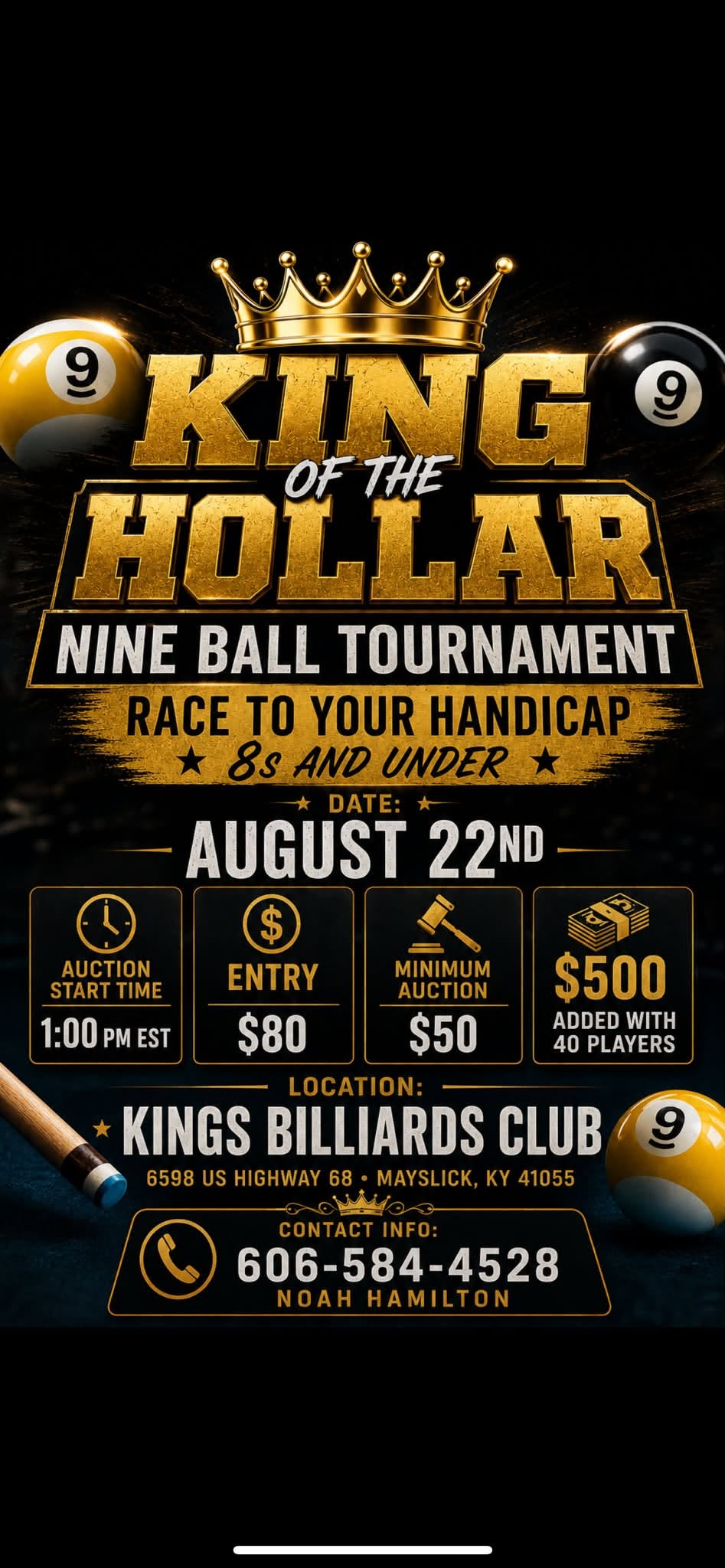 King of the Holler tournament flyer