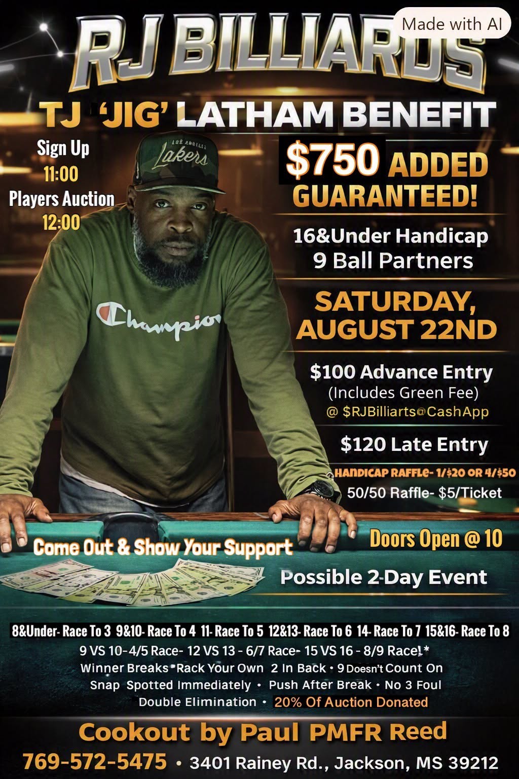 TJ ‘Jig’ Latham Benefit flyer