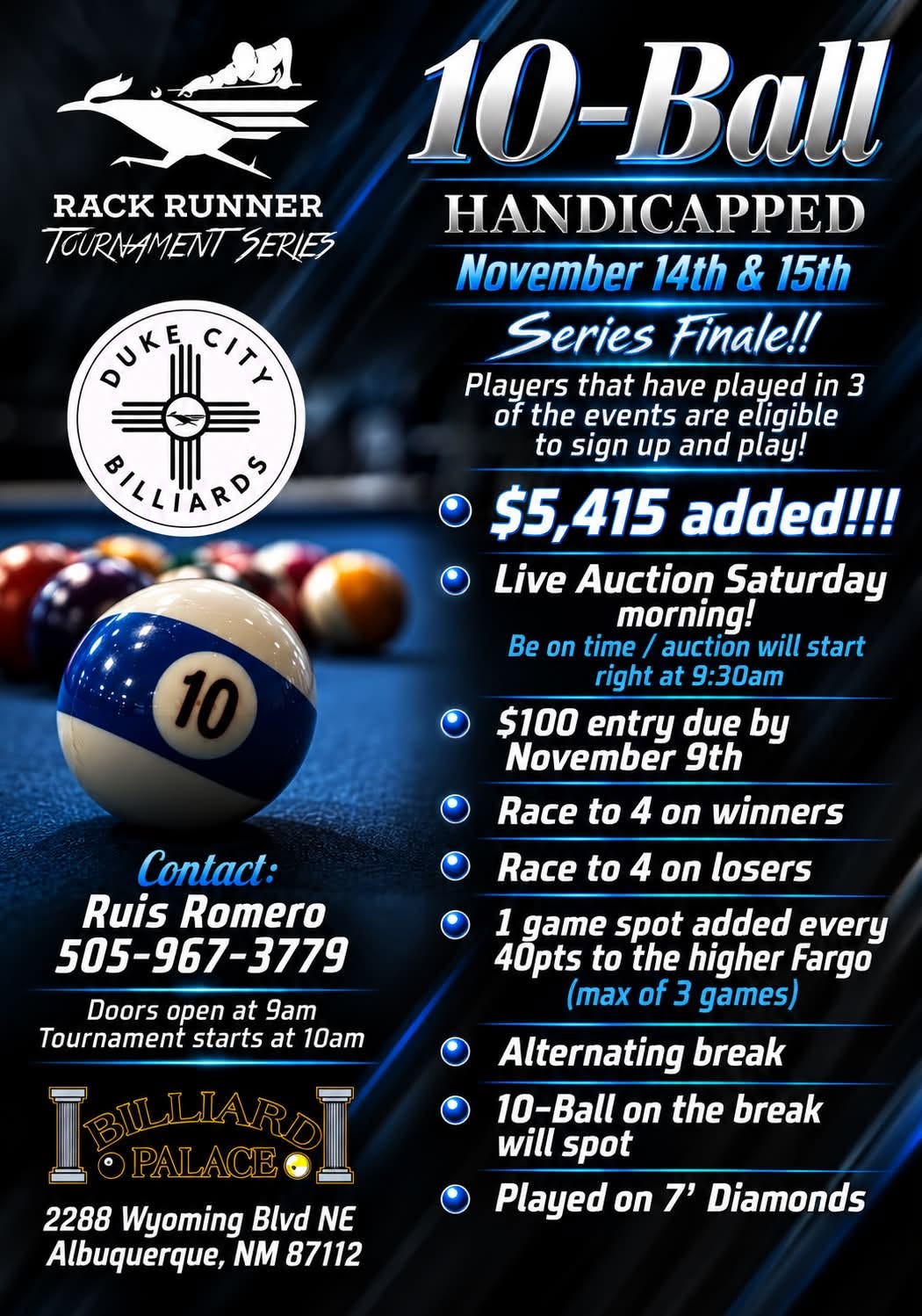 10-Ball Handicapped flyer