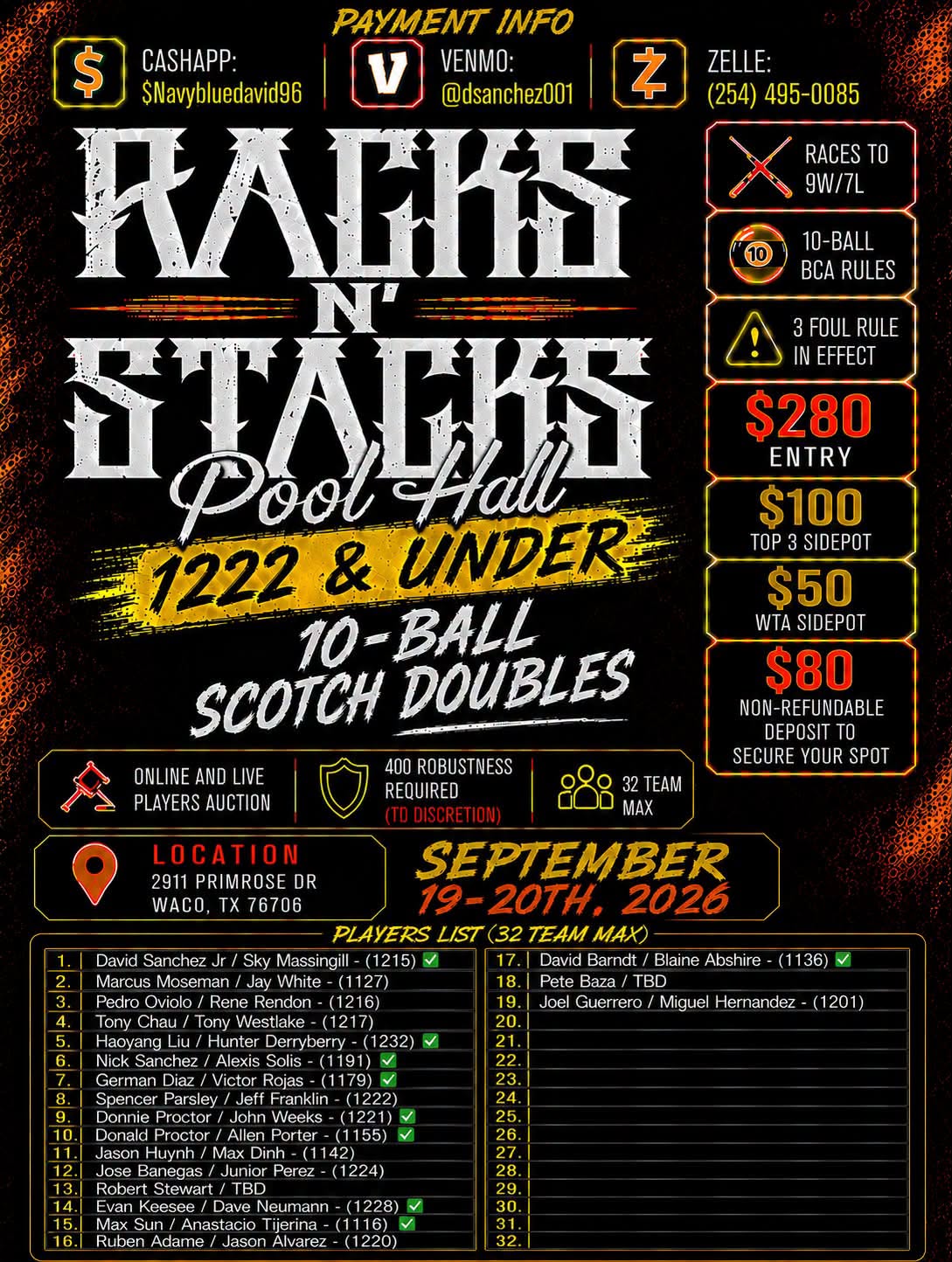 10-Ball Scotch Doubles flyer