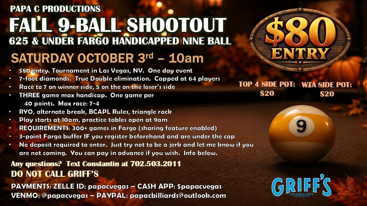 Fall 9-Ball Shootout flyer