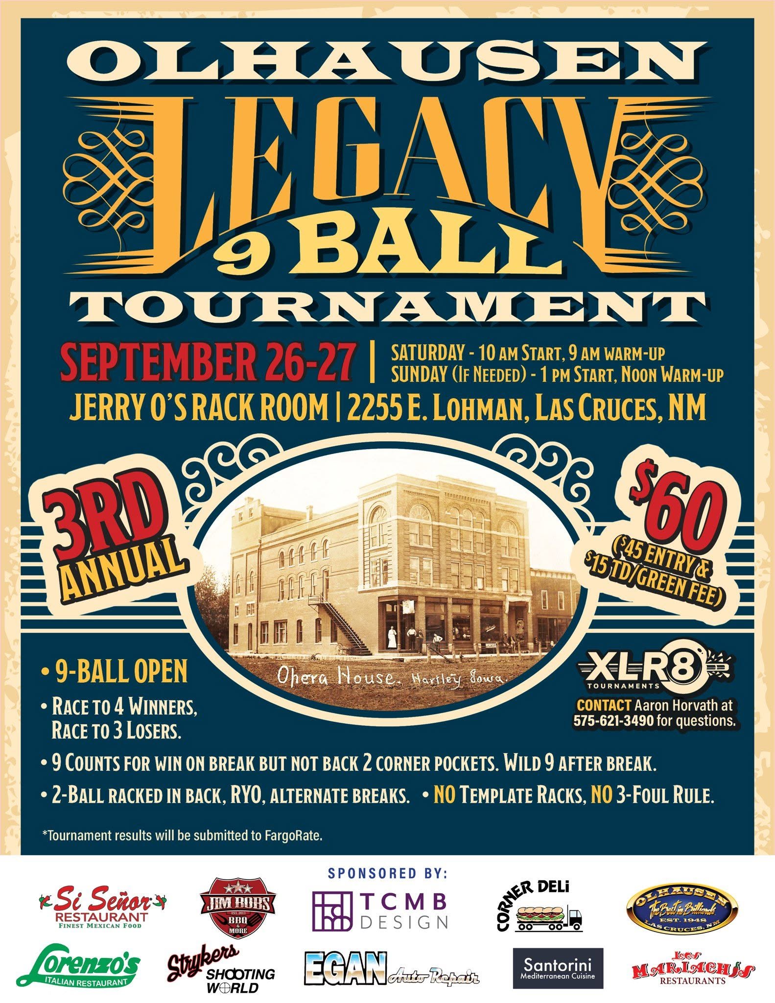 Olhausen Legacy 9 Ball Tournament flyer