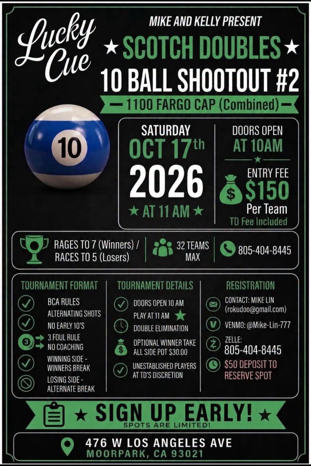 Scotch Doubles 10 Ball Shootout #2 flyer