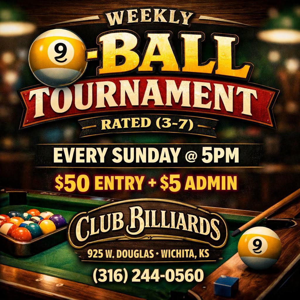Weekly 9-Ball Tournament flyer