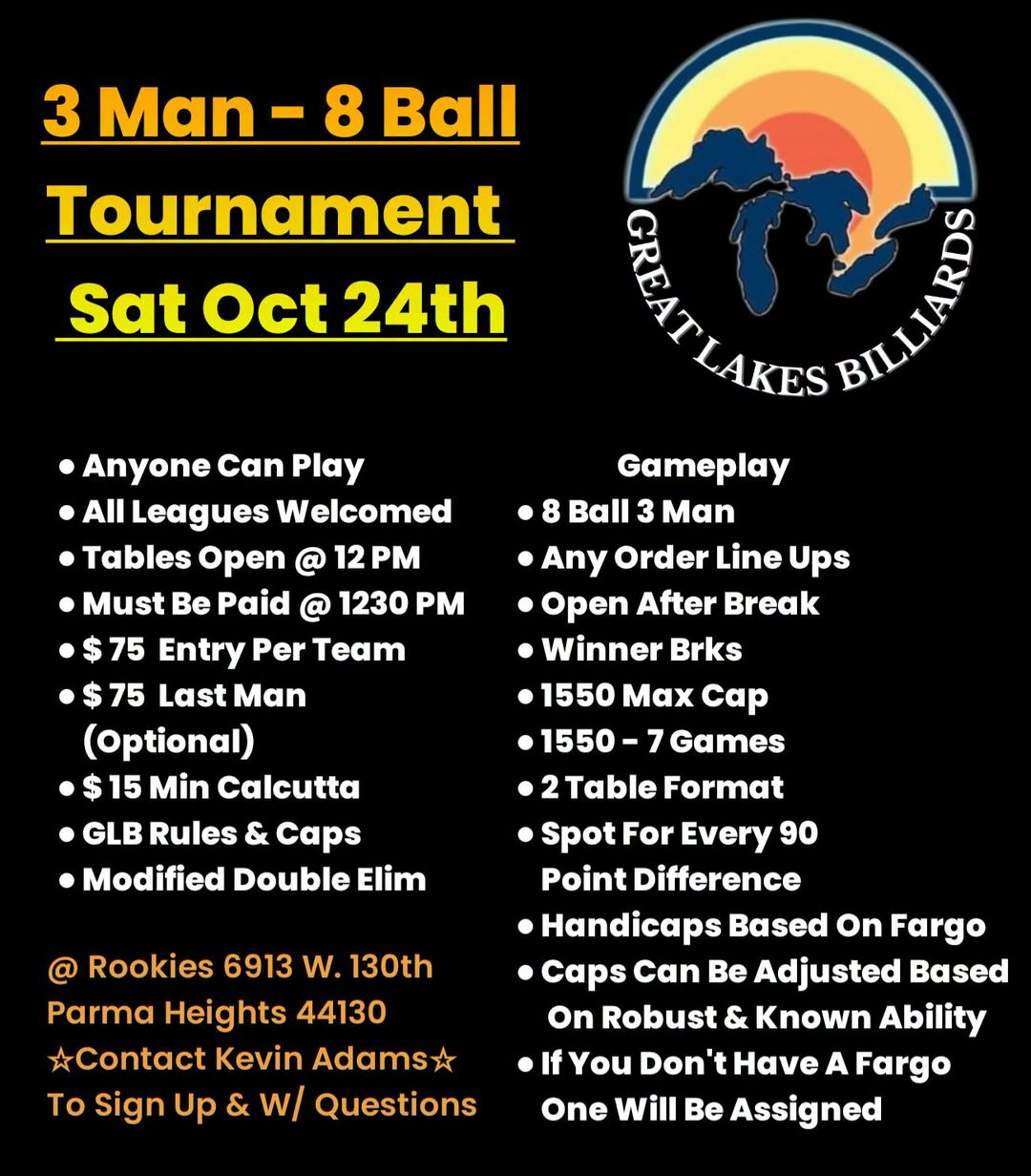 3 Man - 8 Ball Tournament flyer
