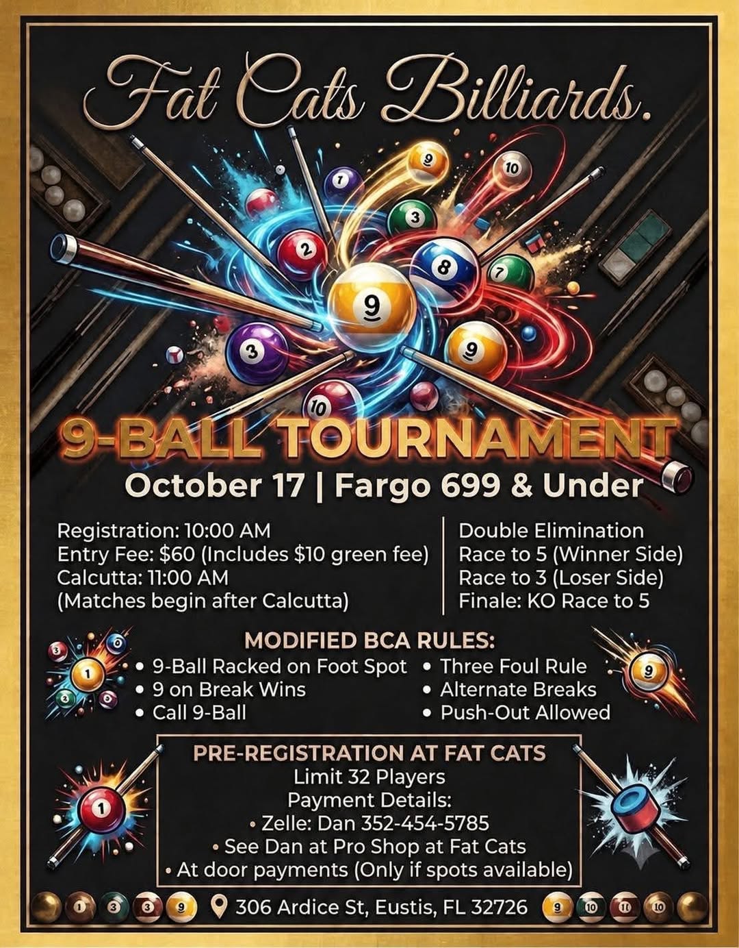 9-Ball Tournament flyer