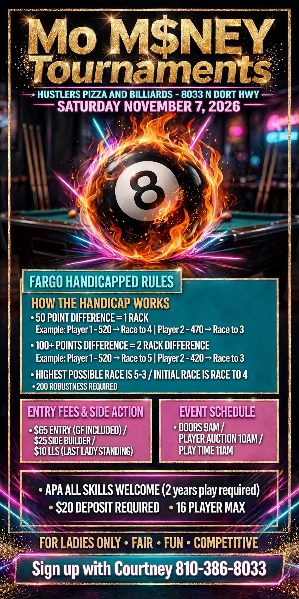 Mo M$NEY Tournaments flyer