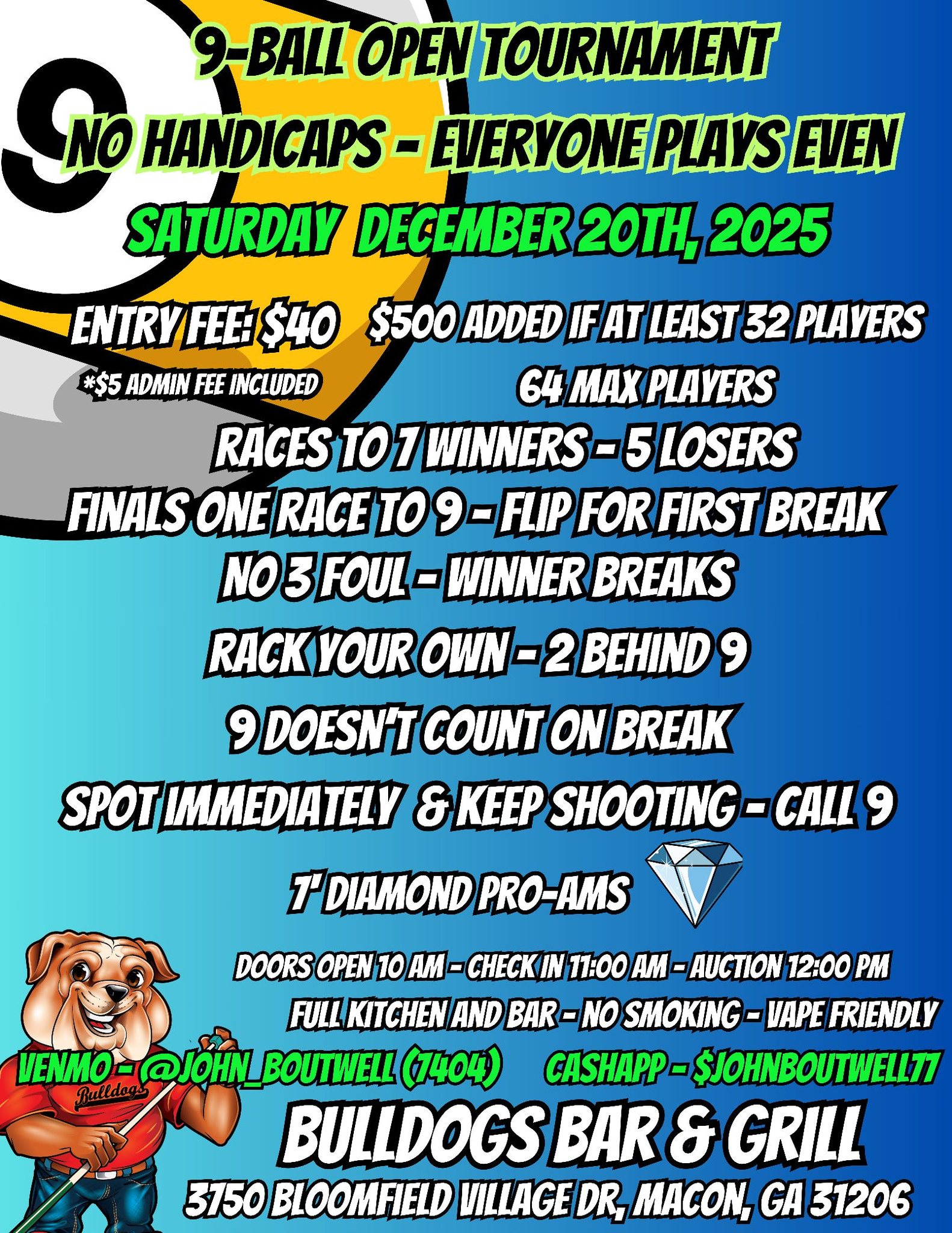 9-Ball Open Tournament flyer