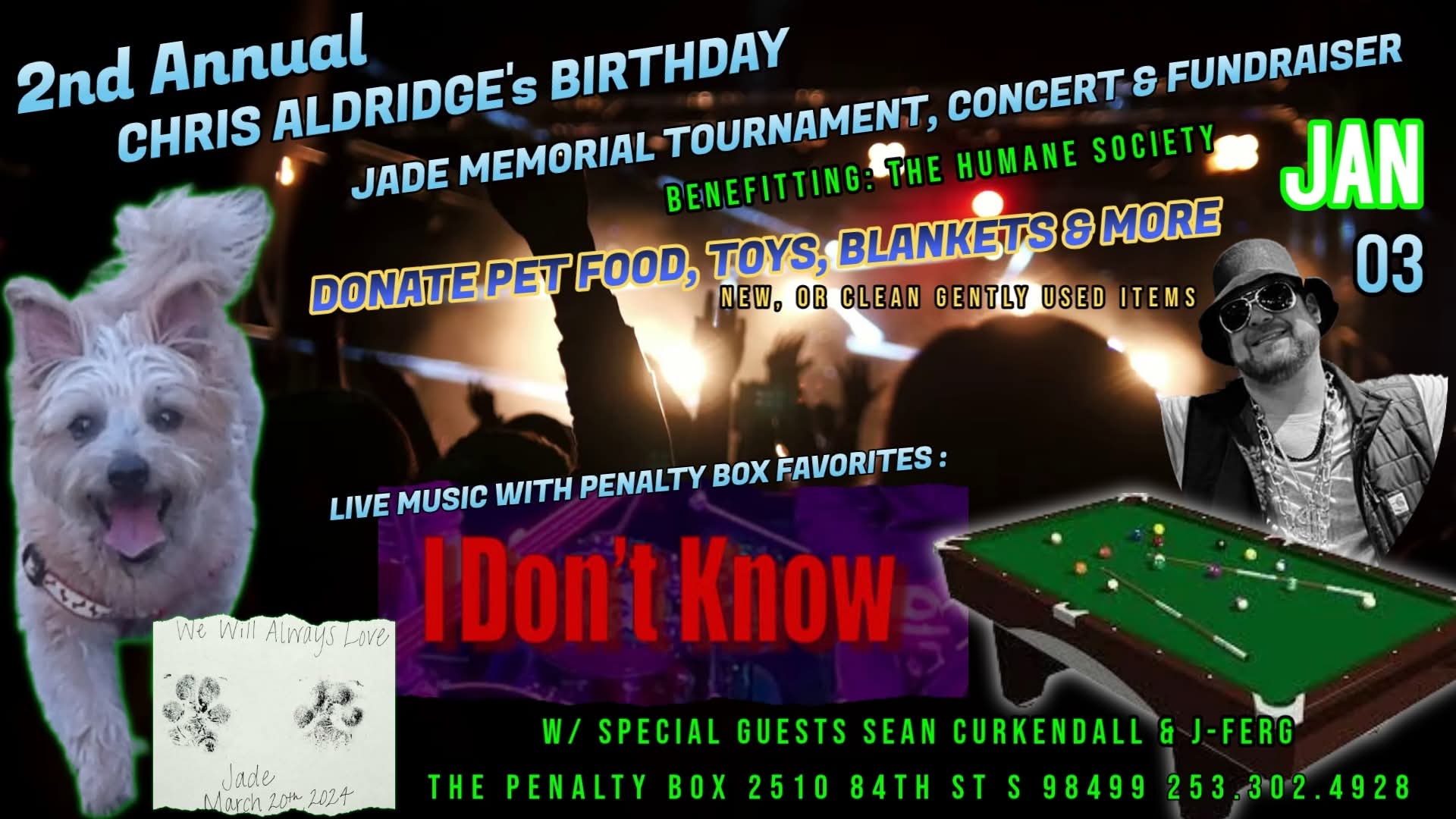 2nd Annual Chris Aldridge's Birthday Jade Memorial Tournament flyer