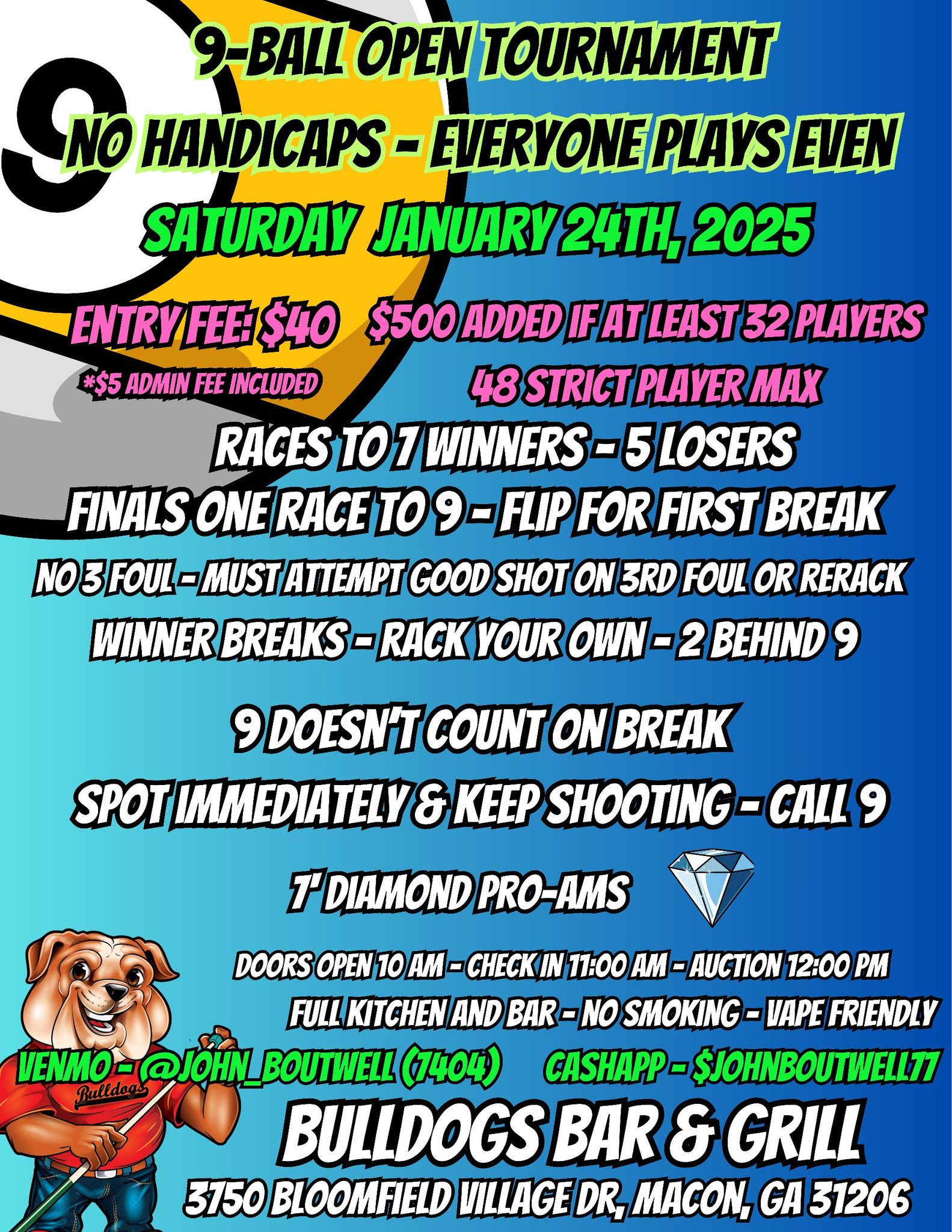 9-Ball Open Tournament flyer