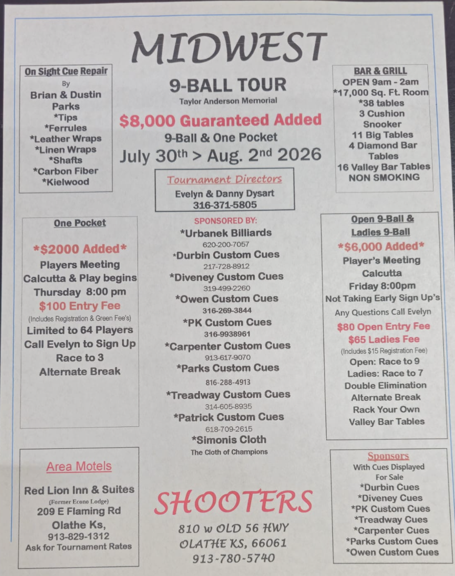 Midwest 9-Ball Tour flyer