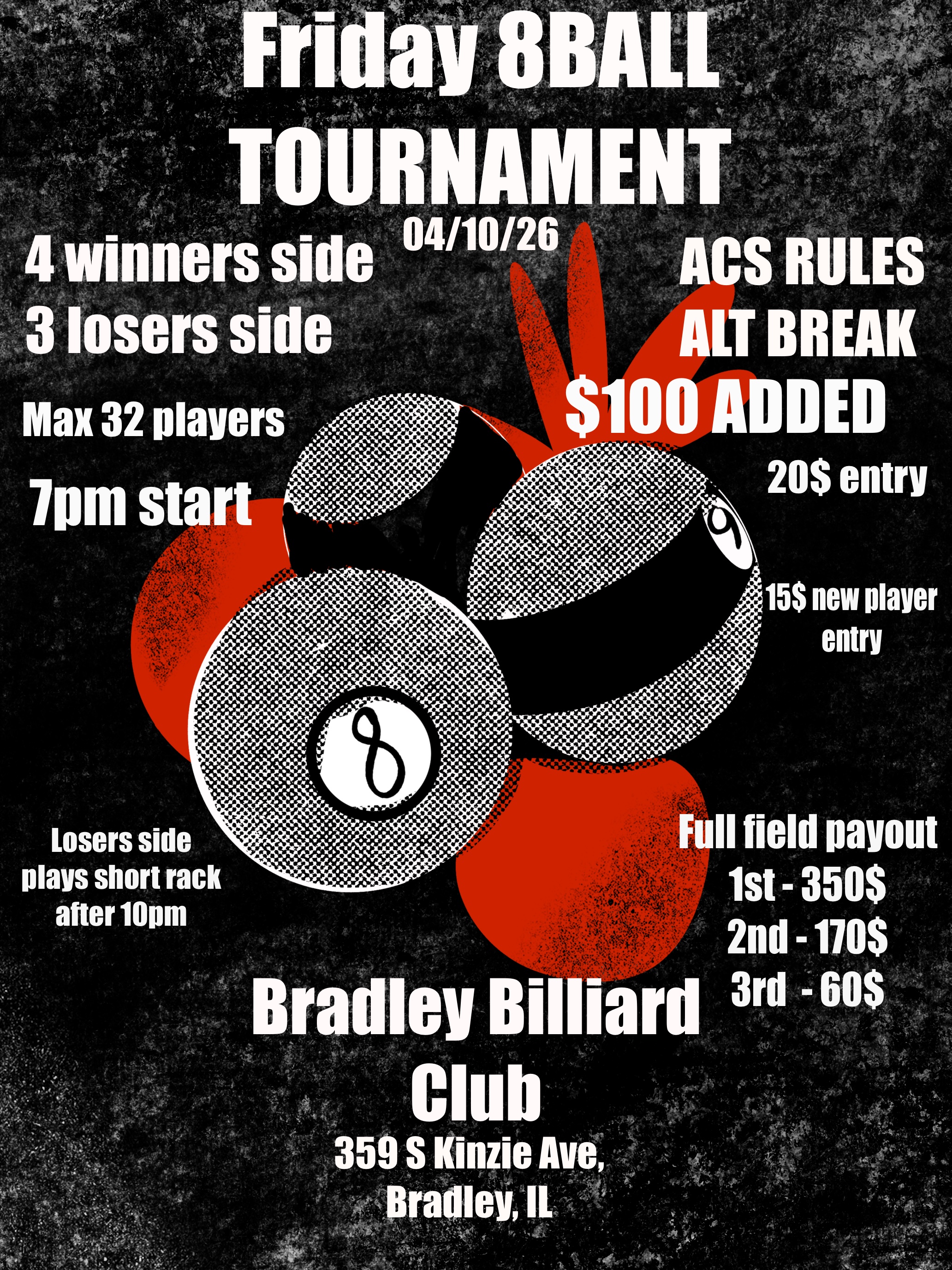 Friday 8ball Tournament flyer