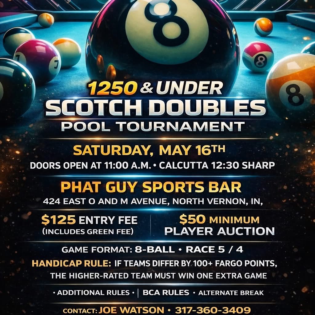 1250 & Under Scotch Doubles Pool Tournament flyer