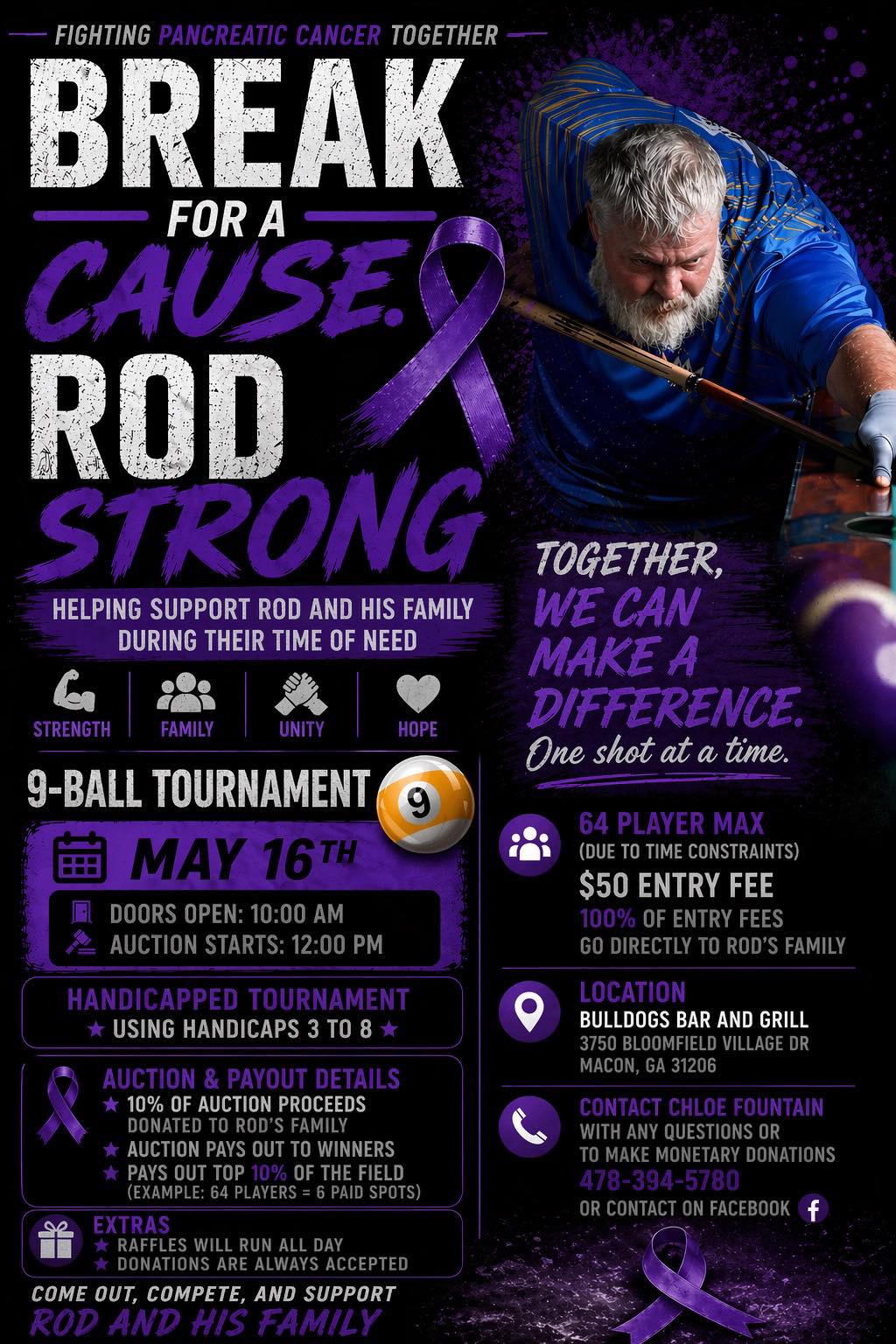 Break for a Cause: Rod Strong flyer