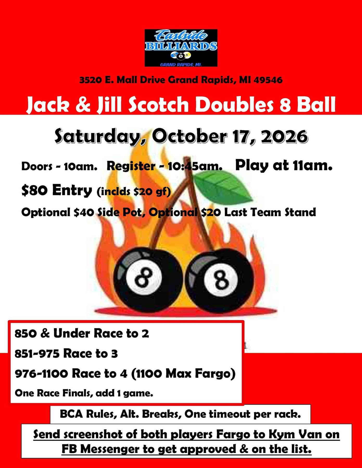 Jack & Jill Scotch Doubles 8 Ball flyer