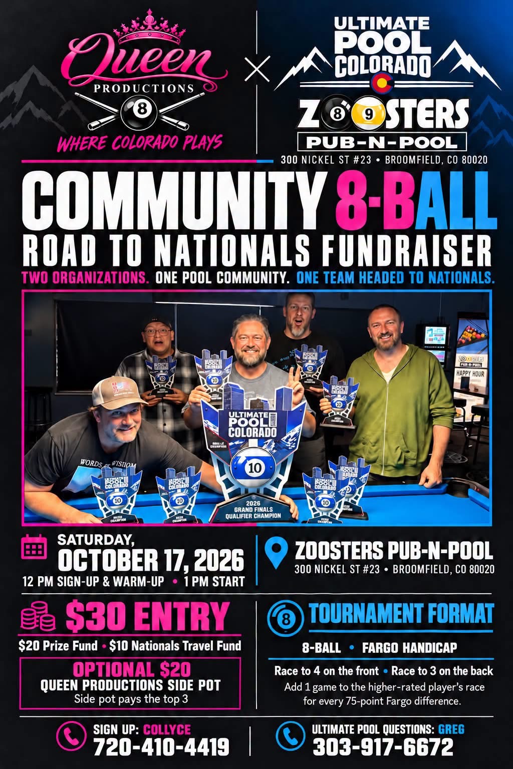 Community 8-Ball Road To Nationals Fundraiser flyer