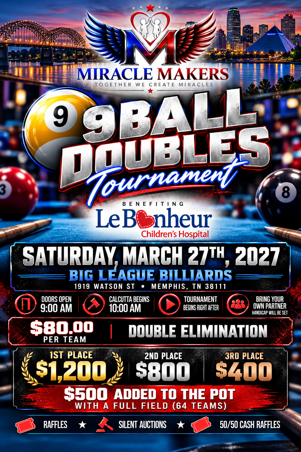 9 Ball Doubles Tournament flyer